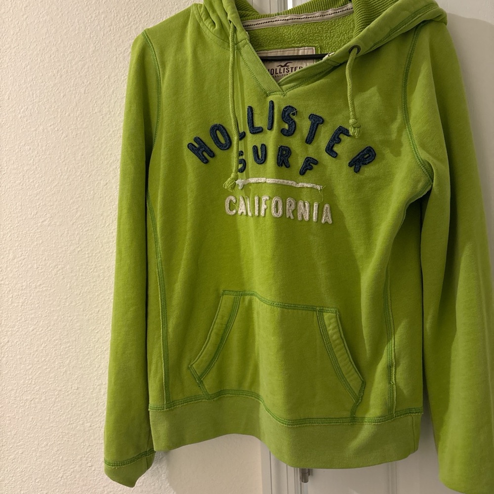 Fluorescent green Hollister hoodie, Preloved